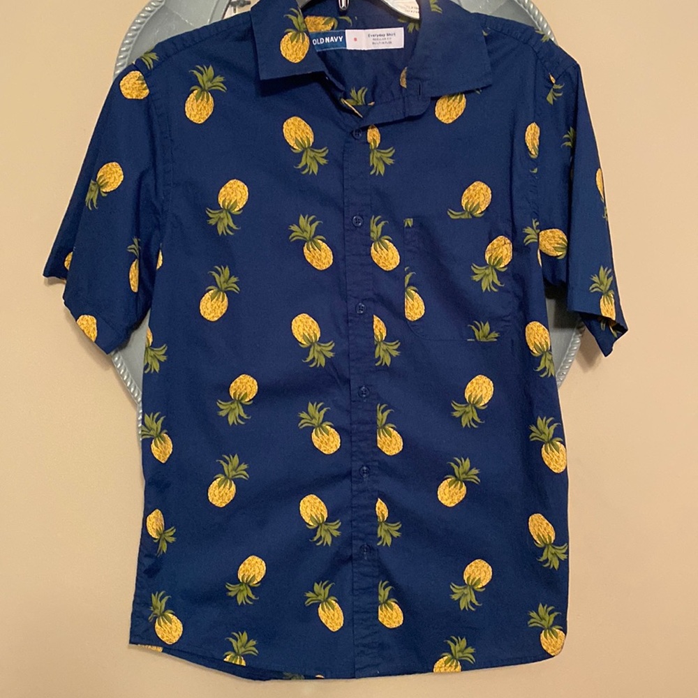 Pineapple print shirt mens button down